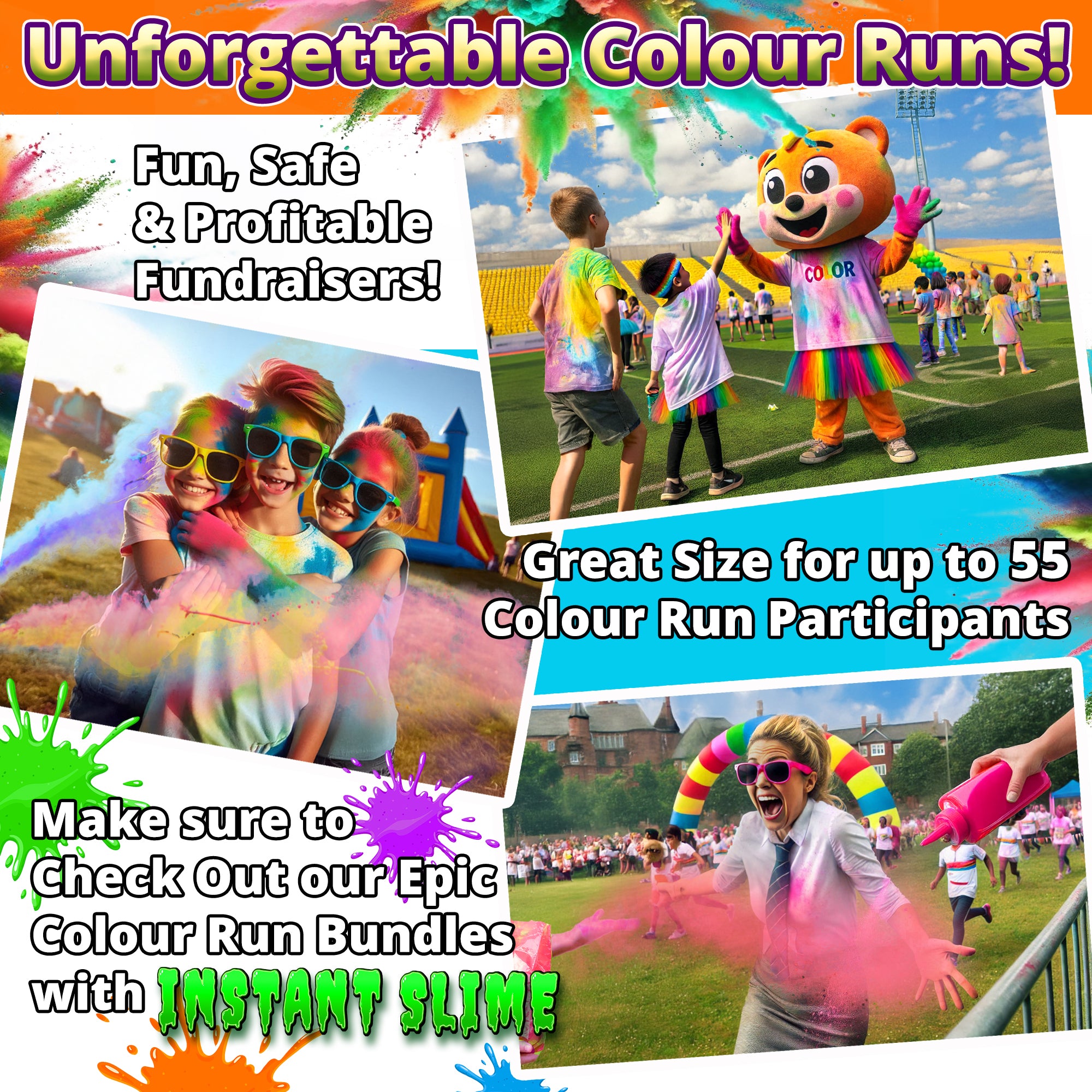 Colour Run Stack COLOUR RUN POWDER: 9 Colour Bulk Pack! 12.3kg for Colour Wars & Events ...