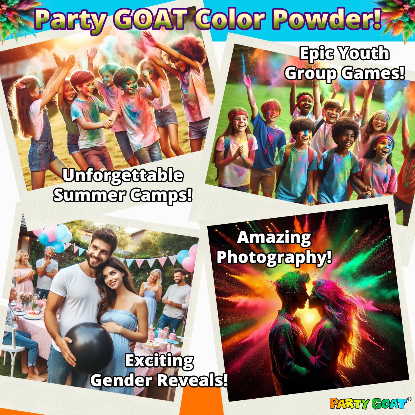 NEON COLOUR POWDER: 4 Colour Pack! 5.5kg for Colour Runs & Glow Parties