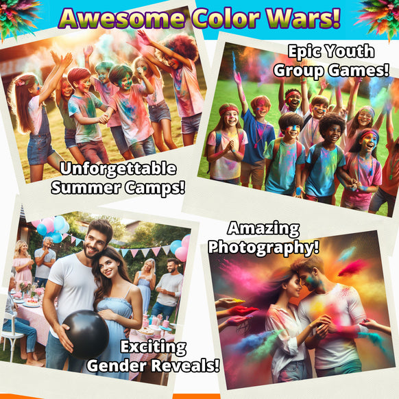 COLOUR RUN POWDER: 9 Colour Bulk Pack! 12.3kg for Colour Wars & Events