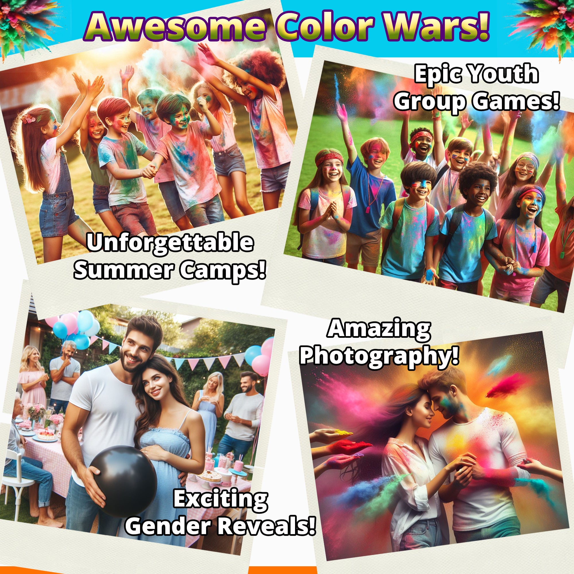HOLI COLOUR POWDER: 6 Colour Pack! 8.16kg for Colour Runs and Colour Wars
