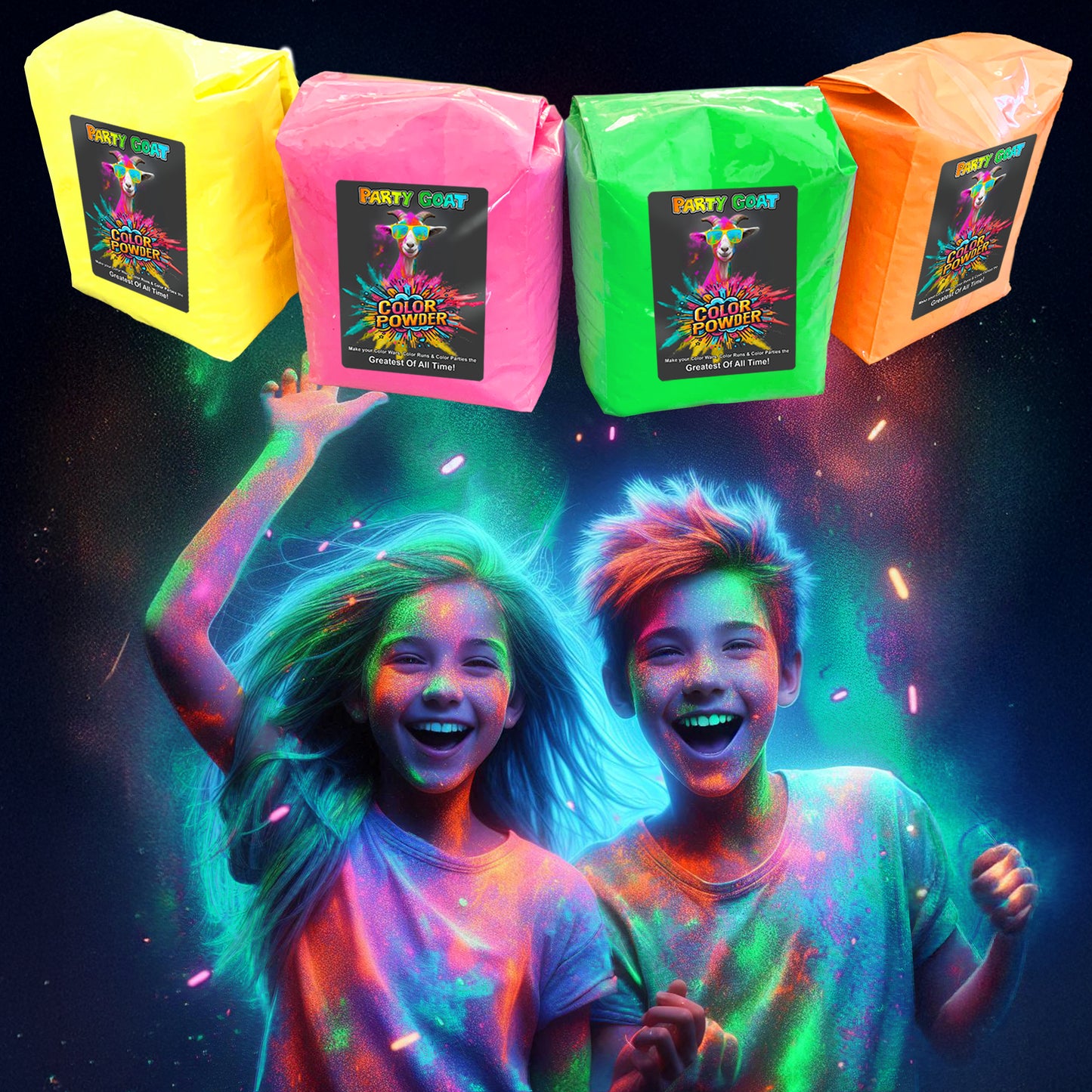 NEON COLOUR POWDER: 4 Colour Pack! 5.5kg for Colour Runs & Glow Parties