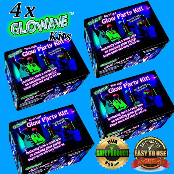 4 x GLOWAVE BLACK LIGHT GLOW PARTY KITS