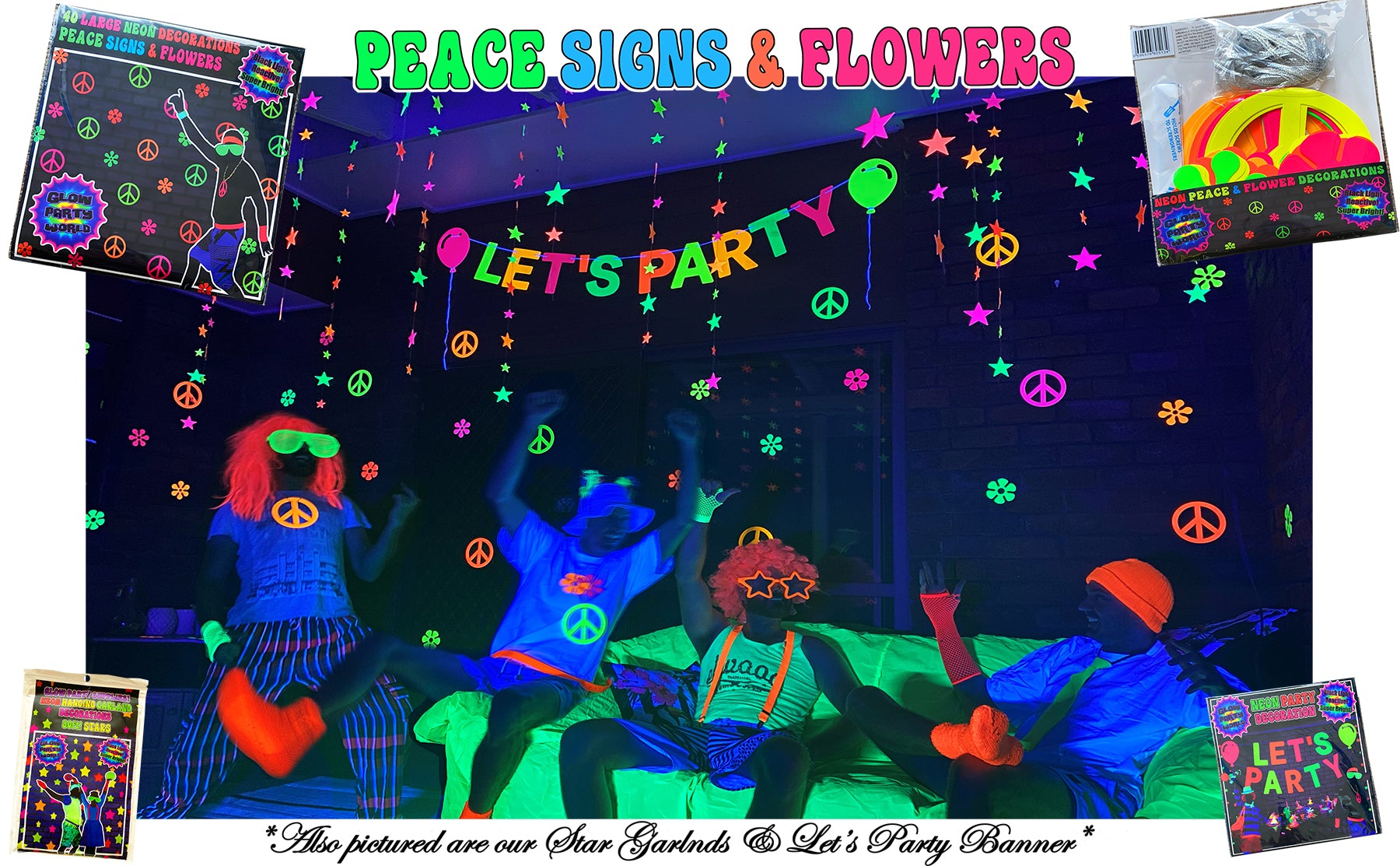 40 Sheets Neon Papers Glow Party Decorations Neon Party Supplies