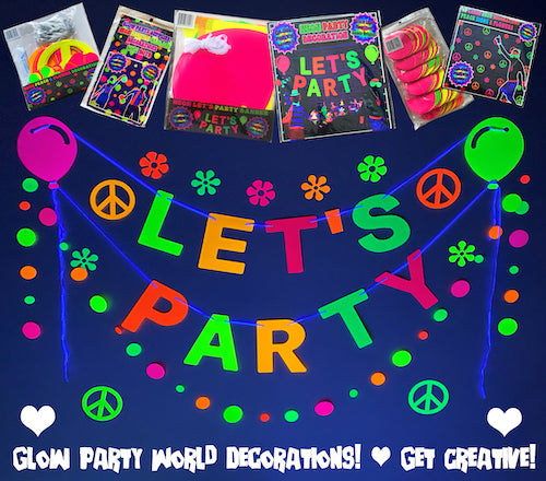 LET'S PARTY BANNER! Neon Party Decorations
