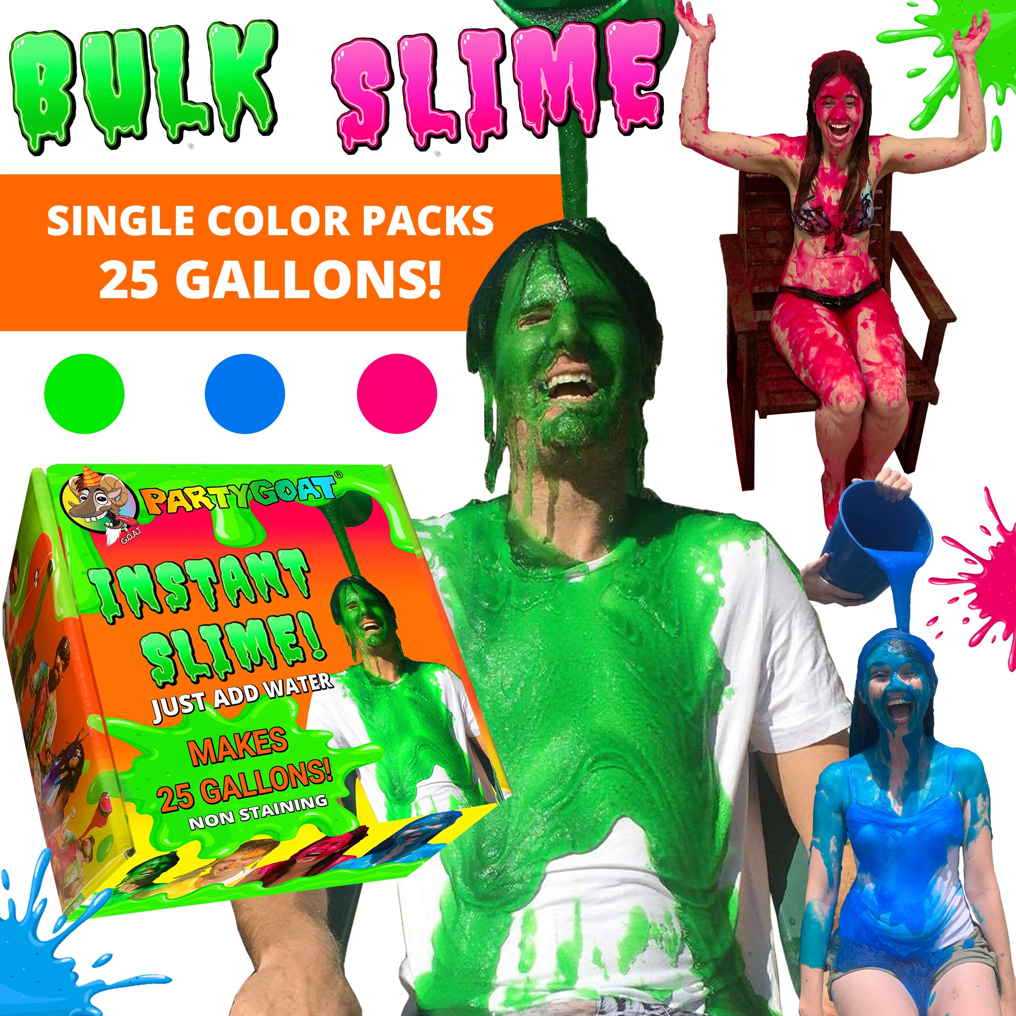  Bulk Instant Slime Powder! Mix with Water to Make a Huge 40  Gallons of Slime! 4 Colors for Slime Bucket Challenges, Color Run, Blaster  Gun, Bath Slime. Get Slimed in Blue